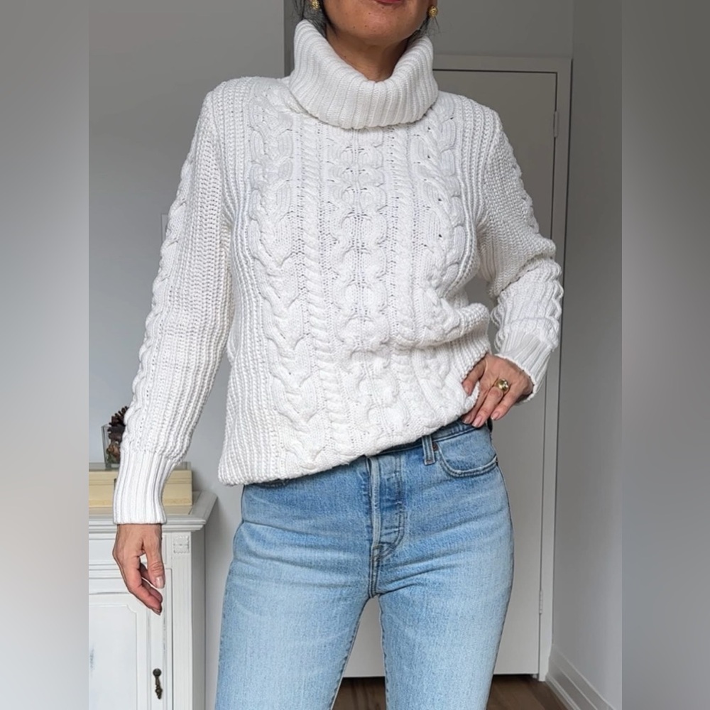 Y2K Gap Cotton Cable Knit Turtleneck Sweater